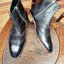 dark brown brogue boot with zipper