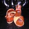 orange sandal dressy flat sandal suede sandal