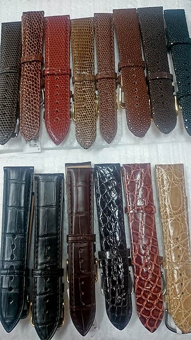 A variety of Watch bands crocodile, lizard, shark, leather
